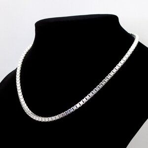 Sterling Silver 3.8mm Thick Box Chain Choker 16" | 925 Italy Women’s Necklace